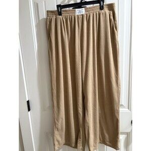 Women’s Plus Sz 2xl Ribbed Corduroy Wide Leg Elastic Waist Pants Pockets Brown